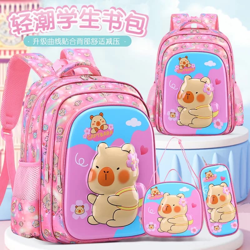 Capybara Children School Bags For Girls 3D Orthopedic Backpack Kids Backpacks Schoolbags Primary School Backpack Kids Mochila