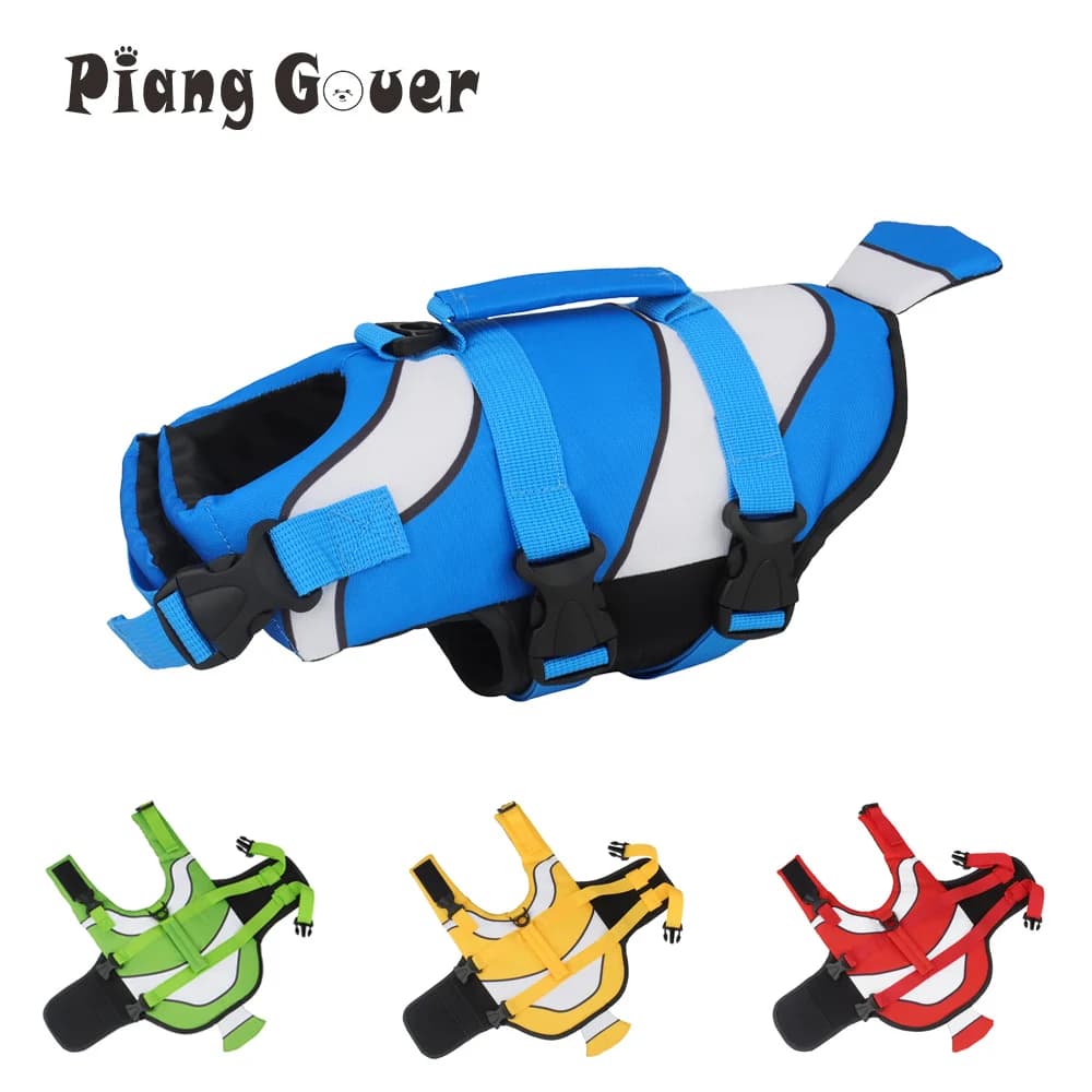Dog Life Vest Summer Pet Jacket Dog Safety Clothes Swimwear Swimming Suit Clown Fish Pattern