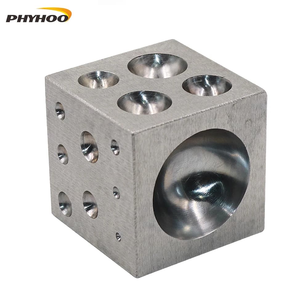 PHYHOO Dapping Block Square with Polished High Carbon Steel Cavities Bell Making Punching Tools Jewelry Making Tools