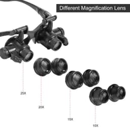 10X 15X 20X 25X Head Band Double Eye Magnifier Eyeglasses Magnifying Glass 8Pcs Lens LED Light Loupe Jewelry Watch Repair Tool