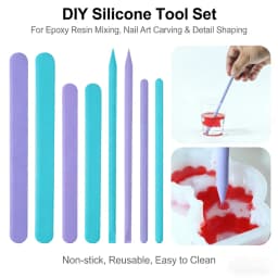 Reusable Silicone Stirring Sticks Set - Non-Stick Bubble Remover Tools, Scraper for Epoxy Resin DIY, Christmas Craft Supplies