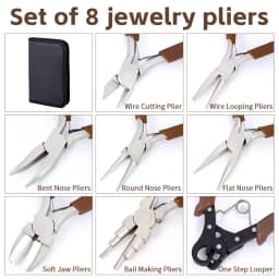 8Pcs Professional Plier Supplies Set Jewelry Making Pliers Tools Kit for Jewelry Making DIY Craft Repair Wire Wrapping Beading
