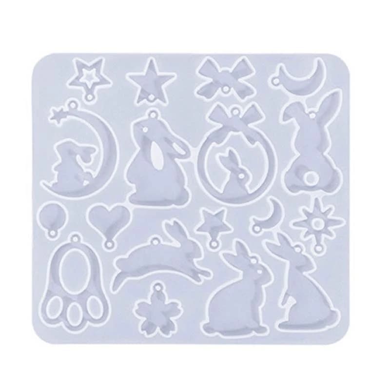 Rabbit Silicone Mold DIY Crystal Earrings Pendant Charm Mould UV Epoxy Resin Molds Keychain Jewelry Making Tool