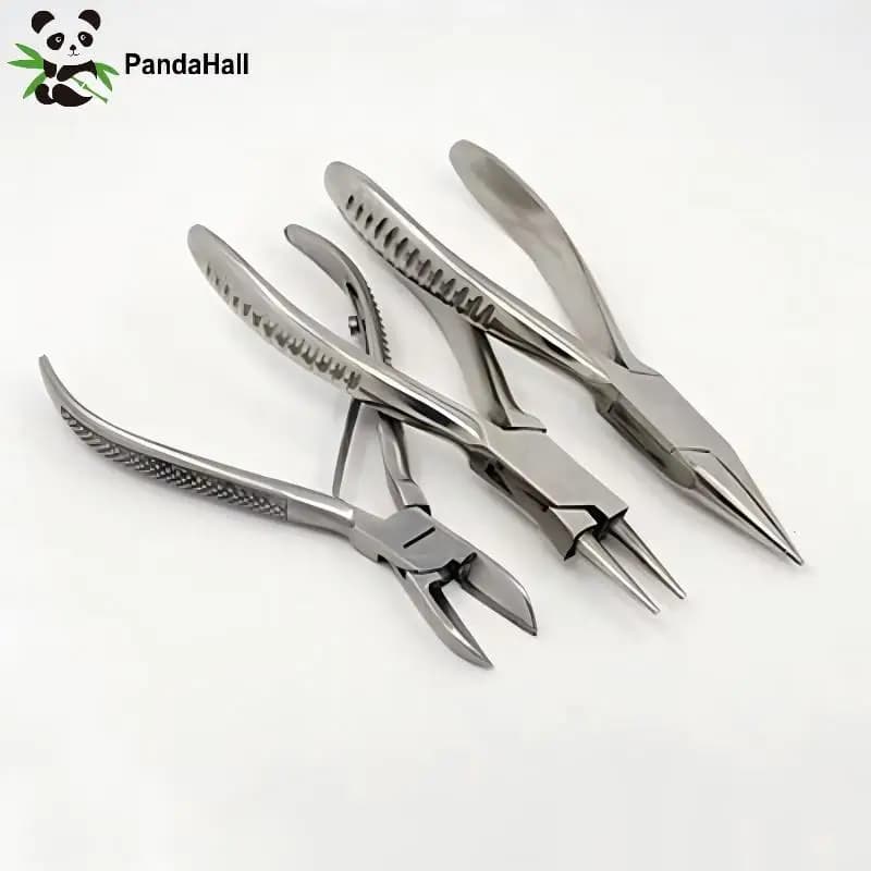 PandaHall 3pcs/set Carbon Steel Side-Cutting Pliers Needle Nose Pliers Set for DIY Jewelry Making 145~165x45~65mm