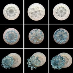 4Pcs Flower Epoxy Resin Mold Kits Camellia Rose Turnsole Silicone Mold Jewelry Making Charms DIY Silica Molds Crafts