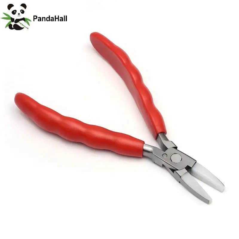 PandaHall Carbon Steel Nylon Jaw Pliers Flat Nose Pliers with Snipe Covers Jewelry Making Tools 160x60x17mm