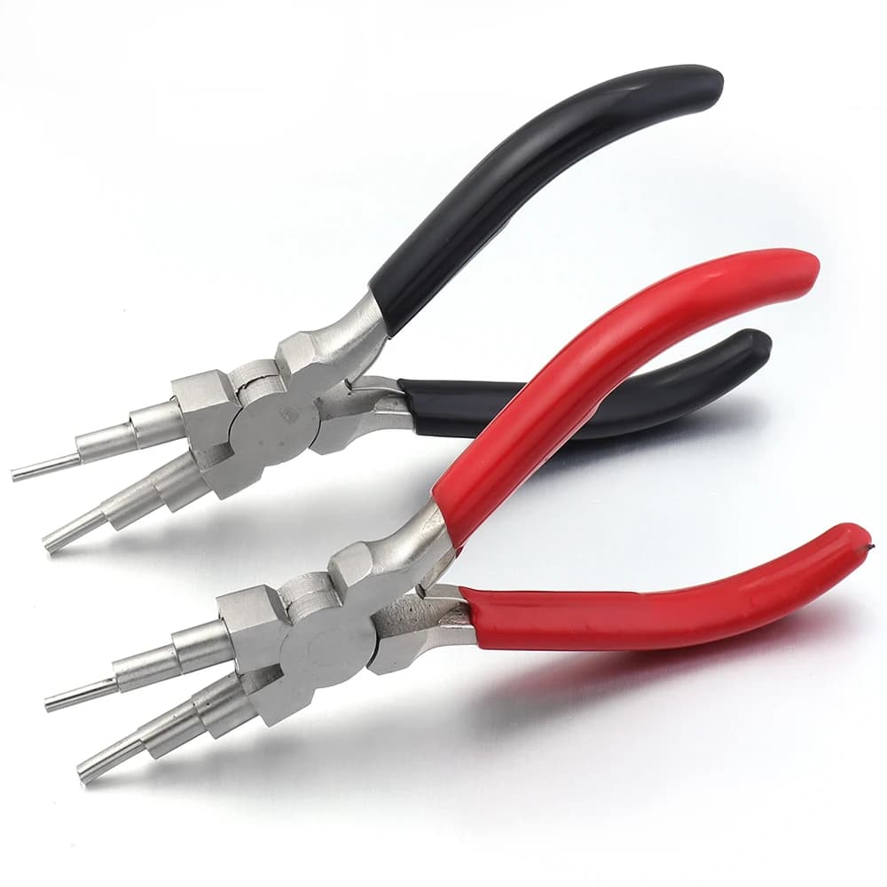 6-in-1 Carbon Steel Round Nose Jewelry Pliers Bail Making Pliers DIY Hand Tool Metal Lobster Buckle Earring Hooks Six-section