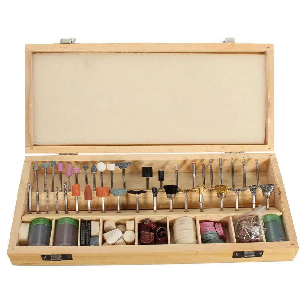 100/228pcs Power Tool Accessories Set Wooden Box Fits Dremel Grinding Polishing Metal Wood Engraving Drill Electric Rotary Tool