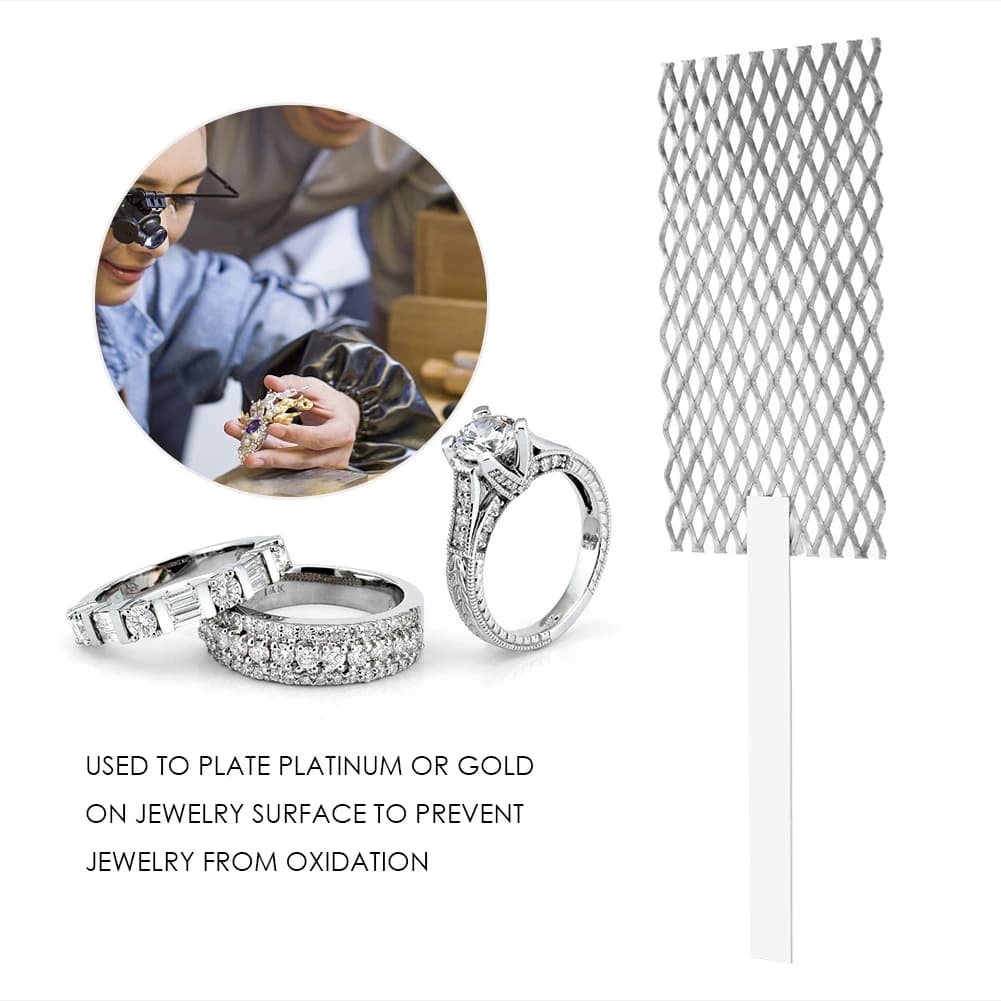 20 * 5cm Titanium Mesh Anode Rhodium Jewelry Gold Silver Plating Plater Tool With Handle Rhodium Electroplating Tool for Jewelry
