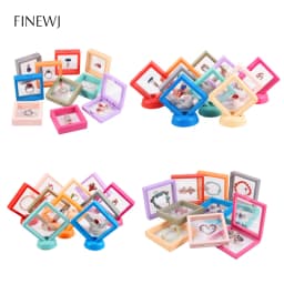 Color PE Film Jewelry Storage Box 3D Packaging Case Coin Free Stand Floating Frame Membrane Ring Earring Bracelet Display Holder