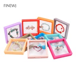 Color PE Film Jewelry Storage Box 3D Packaging Case Coin Free Stand Floating Frame Membrane Ring Earring Bracelet Display Holder