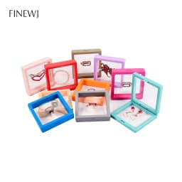 Color PE Film Jewelry Storage Box 3D Packaging Case Coin Free Stand Floating Frame Membrane Ring Earring Bracelet Display Holder