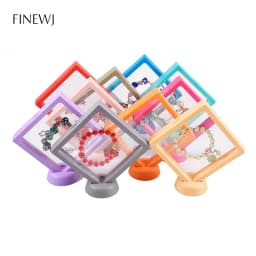 Color PE Film Jewelry Storage Box 3D Packaging Case Coin Free Stand Floating Frame Membrane Ring Earring Bracelet Display Holder