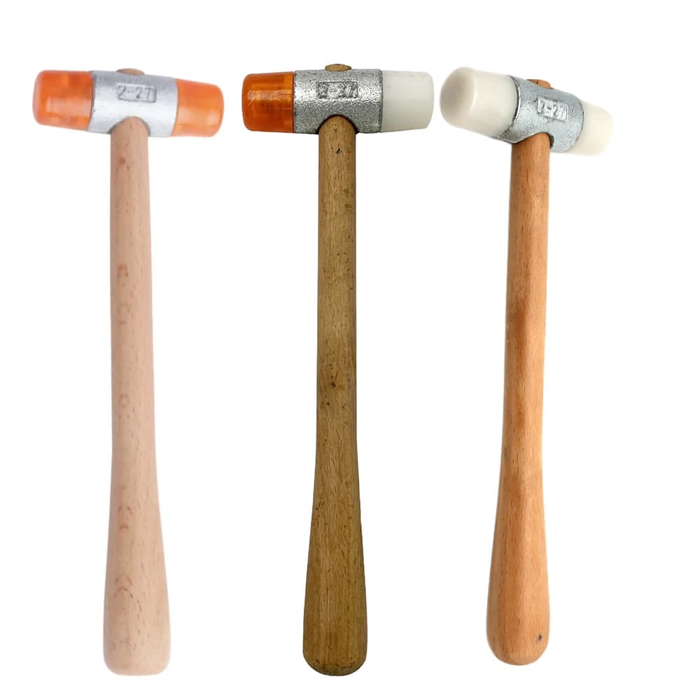 Double-Face Nylon Mallet Hammer with Wooden Handle Jewelry Forming Metal Punching Leather Craft Bench Smithing Tools