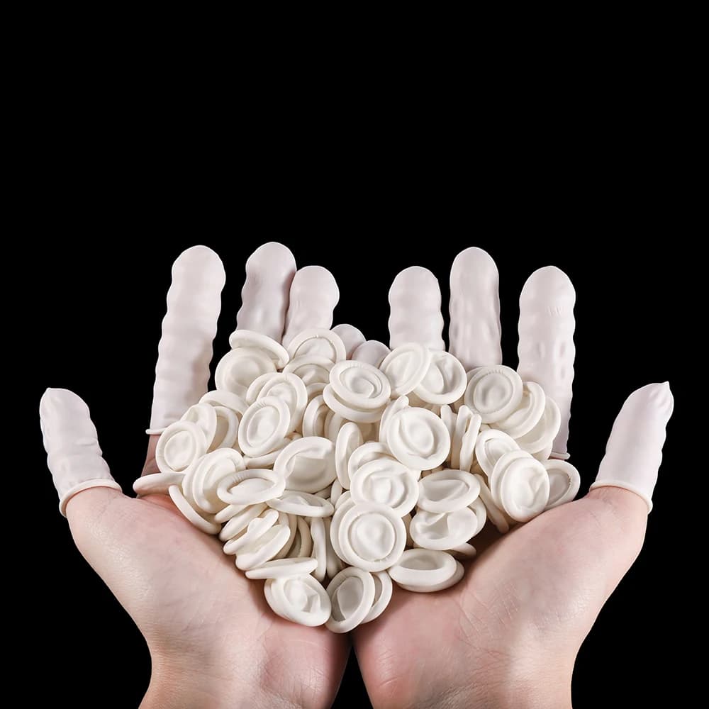 50/100 Pcs White Disposable Fingertips Protector Gloves Rubber Non-slip Finger Cover Cots For DIY Resin Mold Tool Supplies