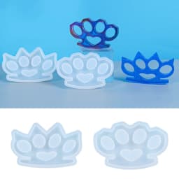 Crystal Epoxy Resin Mold 4 Cavity Knuckle Dusters Casting Silicone Mould DIY Crafts Self-Defense Making Tools