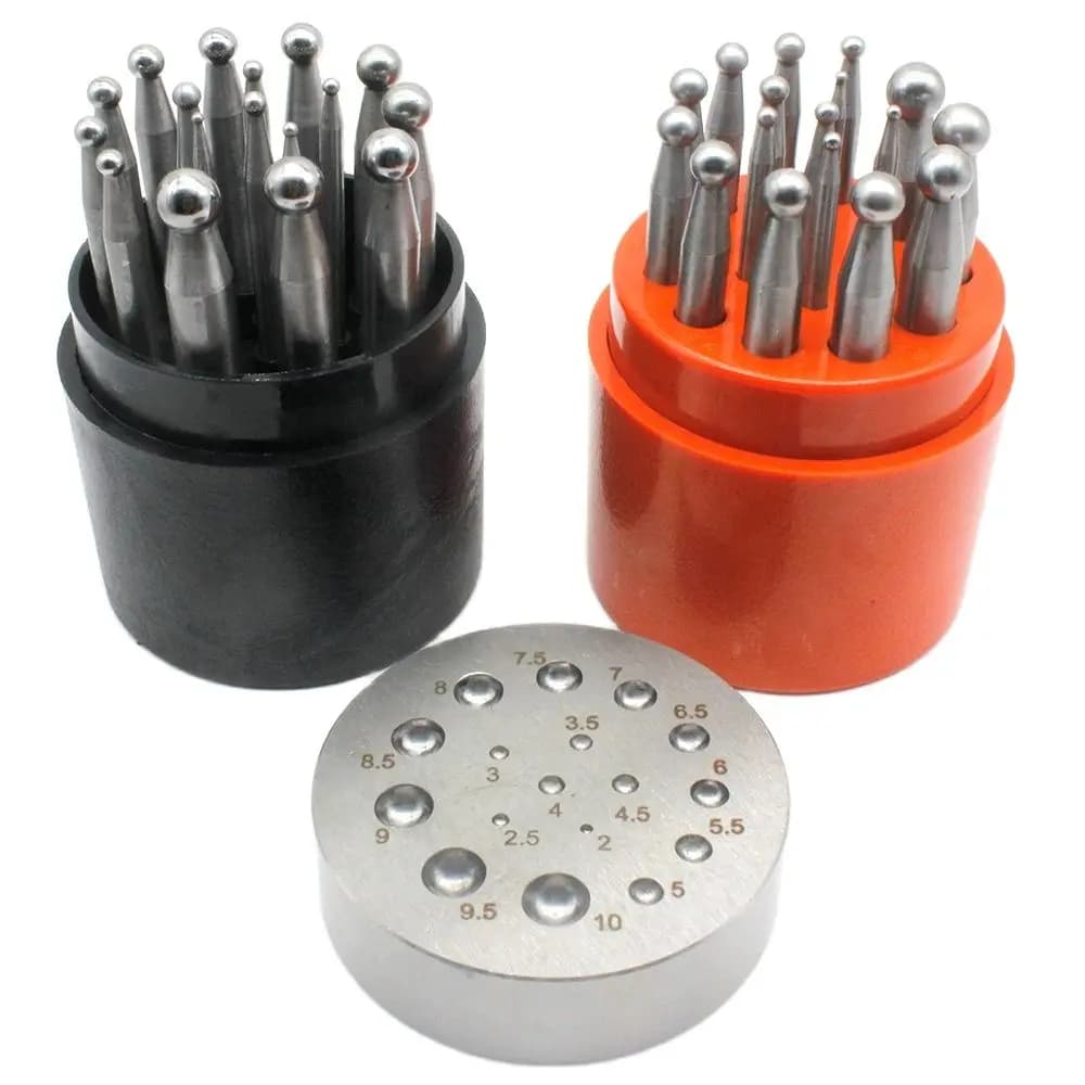 17PCS Punches Set Dapping Block for Metal Forming Doming Jewelry Smithing Tool