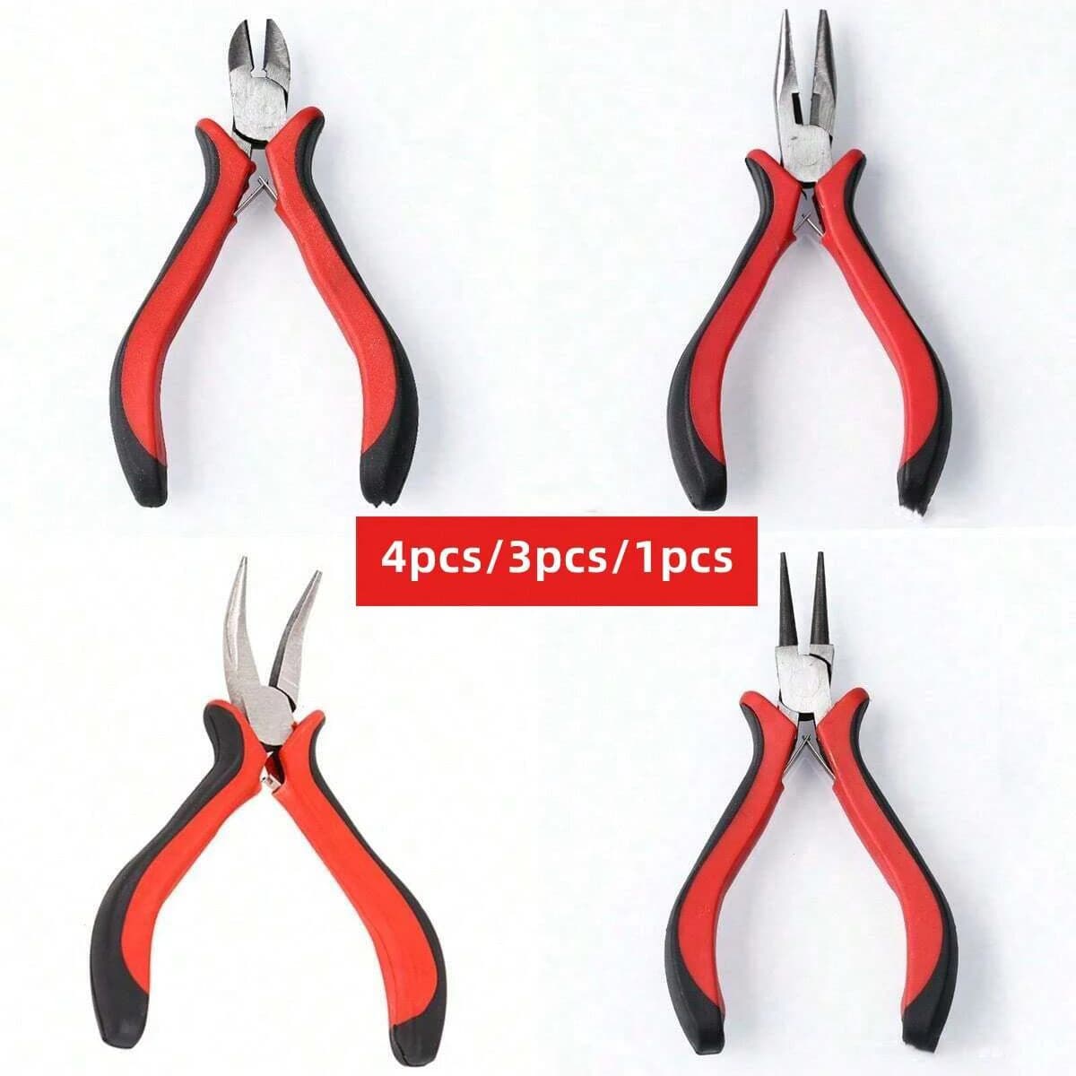 4pcs/3pcs/1pcs Iron Jewelry Pliers Tool Kit Includes Needle Round Wire Cutter And Curved Nose Pliers For Jewelry Beading Repair