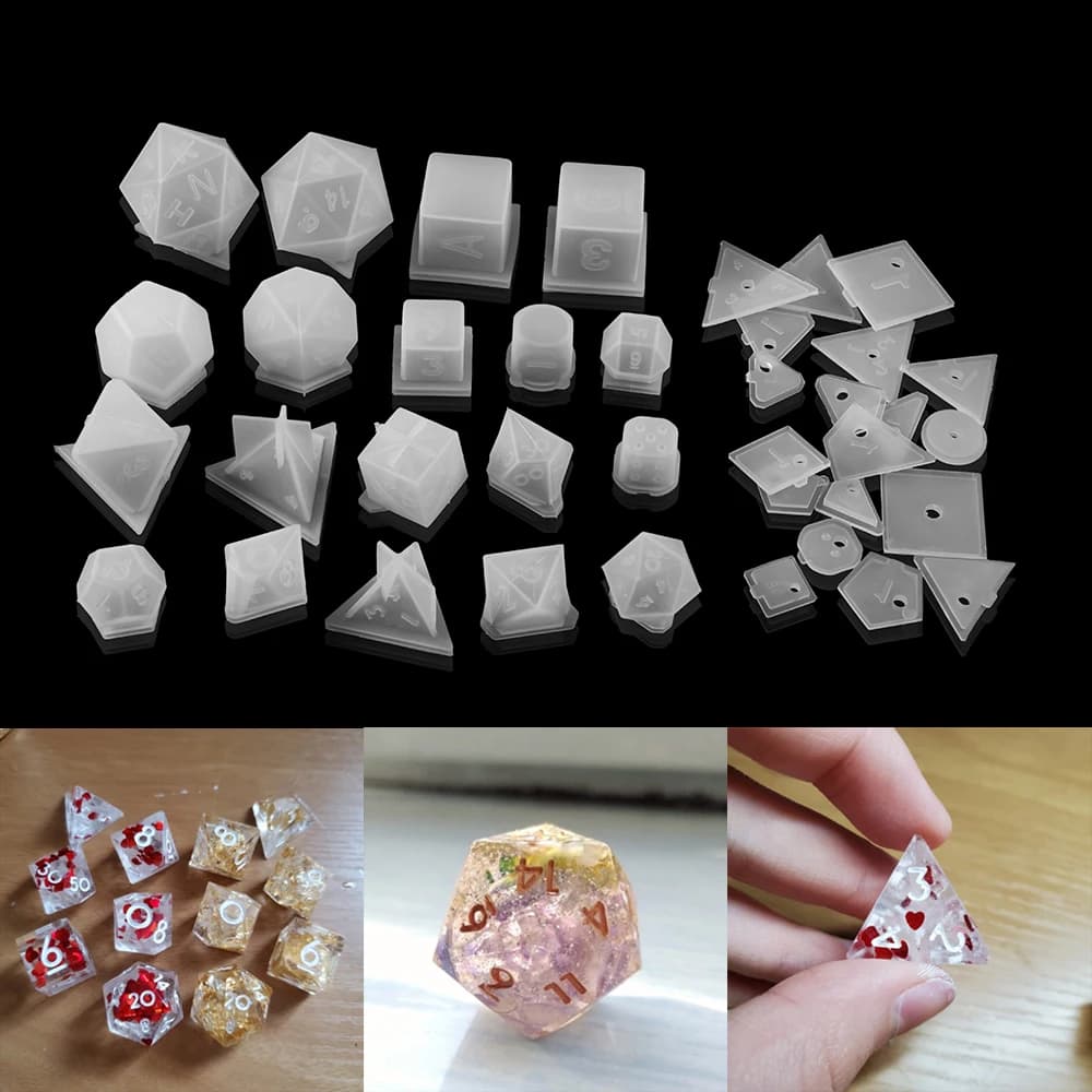 19 Shapes Dice Silicone Molds Fillet Square Triangle Dice Epoxy Resin Mold For DIY Crystal Dice Carfts Jewelry Making Supplies