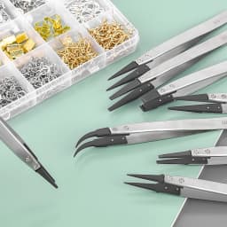 1Pc Anti-Static High Quality ESD Tweezers Replaceable Tweezers Tips Stainless Steel Body Carbon Fiber Conductive Plastic Tweezer