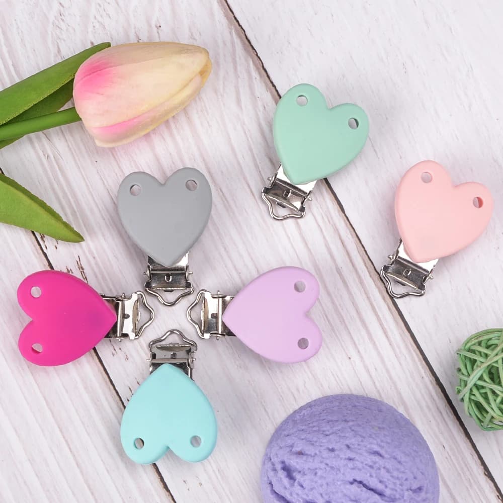 LOFCA 3pcs/lot Silicone Heart Mouse Shape 4.5CM Clips Creation Pendant Tools Multi Colors For Necklace Jewelry Accessories