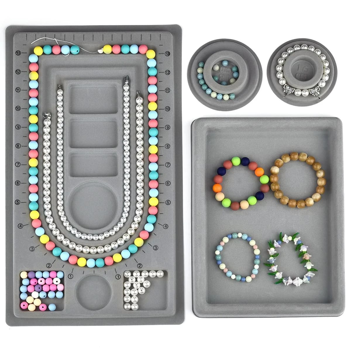 Flocked Bead Board Jewelry Making Tools DIY Bracelet Necklace Beading Organizer Jewelry Size Measuring Tool WorkBenches Tray