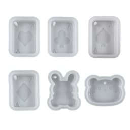 Playing Cards Epoxy Resin Silicone Mold with Hole Poker Mould DIY Earring Pendants Key Chain Crafts Ornaments Casting Tools