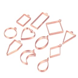 11Pcs Geometric Figure Charm Hollow Glue Blank Pendant Tray Bezel Charms DIY Bracelet Necklace Handmade Bezel Mold