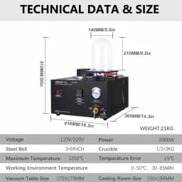 2KG Digital Display Metal Casting Furnace 1150°C High Temp Gold Silver Melting Vacuum Machine Jewelry Making Equipment