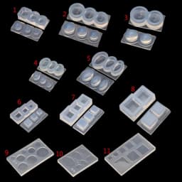 UV Resin Geometric Molds Hollow Quicksand Mold with Square Round Ellipse Mold for UV Resin Crafts DIY Jewelry Tool