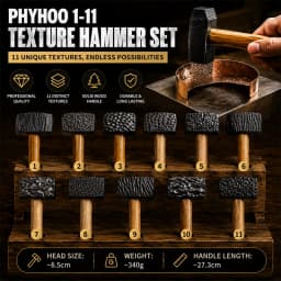 PHYHOO Professional Metal Texture Hammer for Jewelry Making Premium High Carbon Steel Texturing Craftsmith Tool with Wood Handle