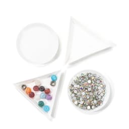 10pcs/lot beauty nail Dotting rhinestone Triangle Round Plate For Jewelry Beads Display Plastic Tray Packaging White Containers