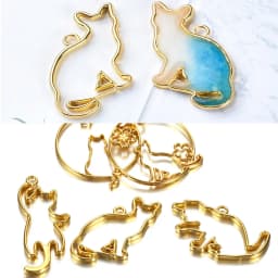 5pcs Cat Border Mold Resin Molds Silicone Geometric Hollow Metal Frame Bezel Epoxy Resin Molds Pendant For DIY Jewelry Making