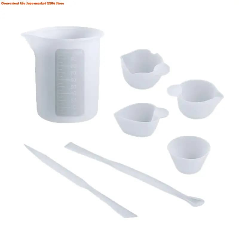 NEW 4-7pcs 1 Set Reusable Resin Art Mixing Measuring Cups Silicone Stir Stick Epoxy Mold Jewelry Making DIY Tool