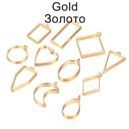11 Style/lot Geometric Figure Charm Hollow Glue Blank Pendant Tray Bezel Epoxy Resin Molds For DIY Jewelry Making Supplies