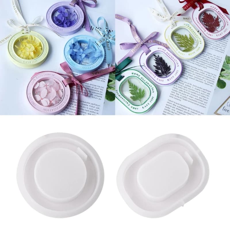 DIY Quicksand Silicone Mold Crystal Epoxy Resin Mold with Hole, Round/Oval-shaped Ornament Silicone Mould DIY Craft Hanging Tags