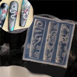 NEW Silicone Nail Art Handcrafts Moulds DIY Nail Tools Dragon/Snake Nail Carving Molds Silicone Material for Nail Decoration