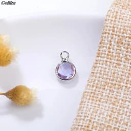 10pcs Copper Round 6mm Birthstone Charms Beads Colorful Crystal Pendants For DIY Craft Necklace Bracelet Jewelry Making Findings