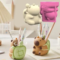 9.5cm Cartoon Capybara Figuries Shaped 3D Silicone Mold Resin Succulent Flower Pots Mold DIY Craft for Home Office Desktop Decor