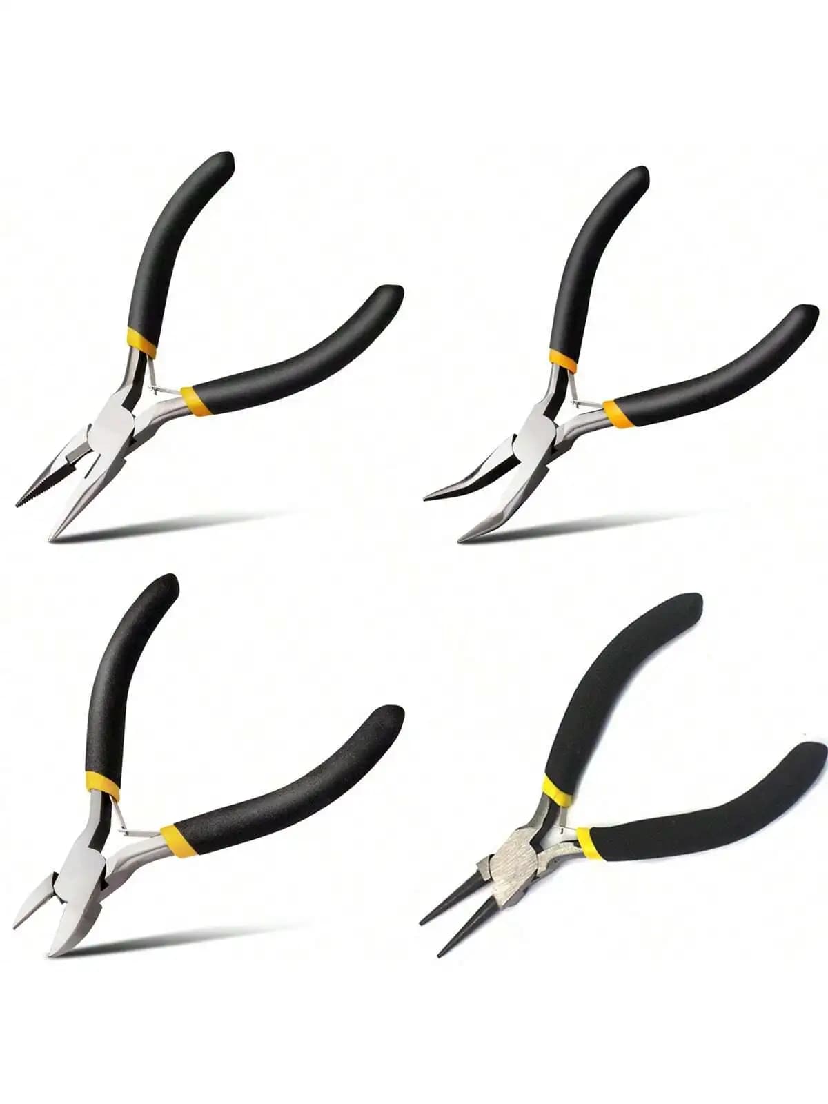 4/3/1 Pieces of Jewelry Pliers, Bead Repair Pliers, Multifunctional Tools, and Household Essentials (Black Yellow)