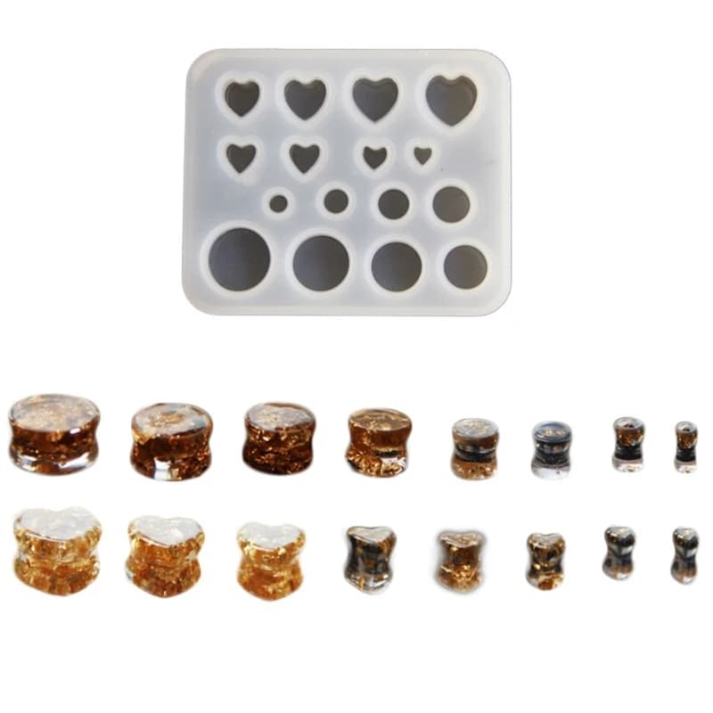 DIY Round Heart Shaped Ear Expander Silicone Molds Ear Stretching Tool Epoxy Resin Casting Mould for Women Men Jewelry Supplies