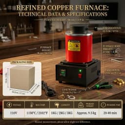 PHYHOO Electric Melting Furnace Digital Control Kiln For Casting Gold Silver Copper Scrap Smelting Jewelry Refining Purify Tool