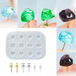 Ear Studs Resin Mold For DIY Mini Heart Shaped Gem Ear Stud Decoration Earrings Silicone Mold UV Epoxy Resin Jewelry Making Tool