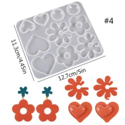 Resin Earrings Mold Geometric Flower Heart Irregular Mould Unique Earring Silicone Molds for Epoxy Resin Crafts Christmas Molds