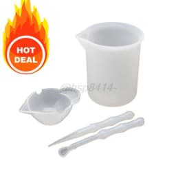 4Pcs Reusable Washable Silicone Resin Kit Mixing Measuring Divided Cups Tools Kit Sticks Spoon UV Epoxy Resin Jewelry Tools