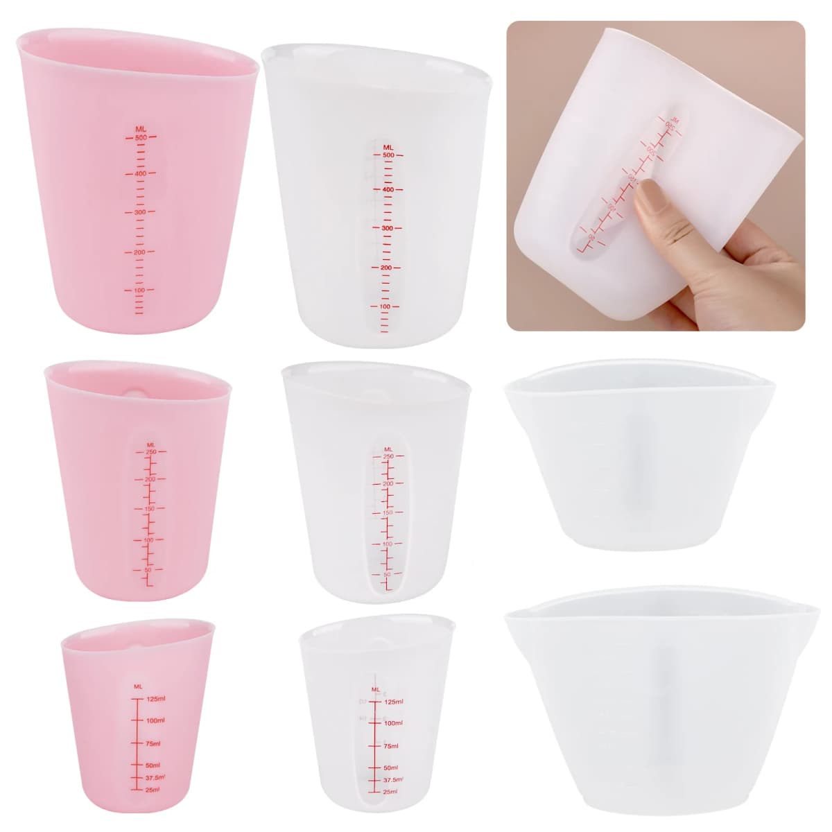 125/250/500ml Silicone Measuring Cup Tools With Scale DIY Gypsum Plaster Epoxy Resin Glue Mixing Cup Tools For Jewelry Making