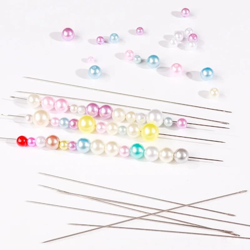 50pcs Thin Metal Beading Needles for Beads Threading String Tambour/Jewelry Bracelet Necklace Making Pins Cord Tools Pins DIY