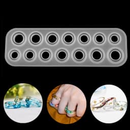 14 Holes Sizes Flat Rings Mold Collection Handmade DIY Making Pendant Ring Jewelry Silicone Mold Crystal Epoxy Mould Epoxy Resin