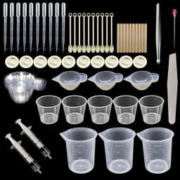 66Pcs Crystal Epoxy Resin Mold Kit DIY Crafts Jewelry Making Tools with Silicone Measuring Cup Mixing Cups Tweezer