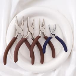 1PC Coffee Carbon Steel Jewelry Pliers DIY Beading Wire Wrapping Tools Nylon Jaw Round Flat Nose Pliers Hand Tools Accessories